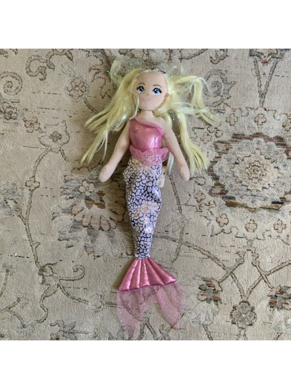 Aurora Sea Sparkles 18" Shimmers Pink Gold Mermaid Plush Stuffed Doll